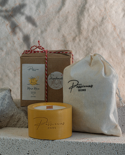 sarı beton kokulu mum silindir anele paketleme