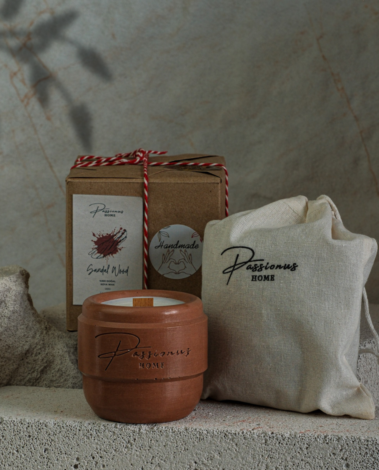 kahverengi beton kokulu mum kemerli alesta paketleme