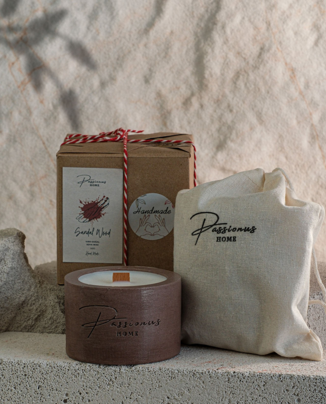 koyu kahve beton kokulu mum silindir anele paketleme