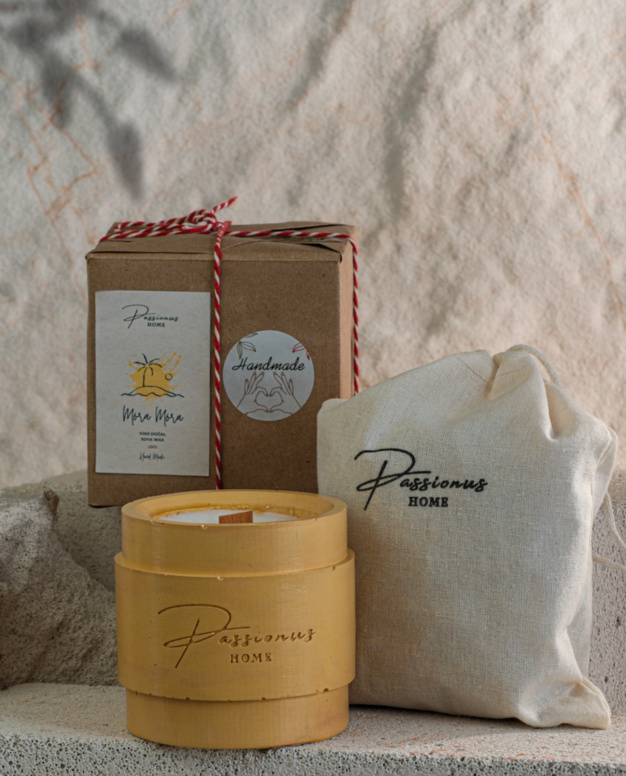 sarı beton kokulu mum kemerli cenova paketleme