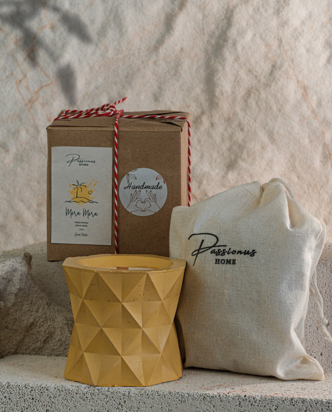 sarı beton kokulu mum baklava difana paketleme