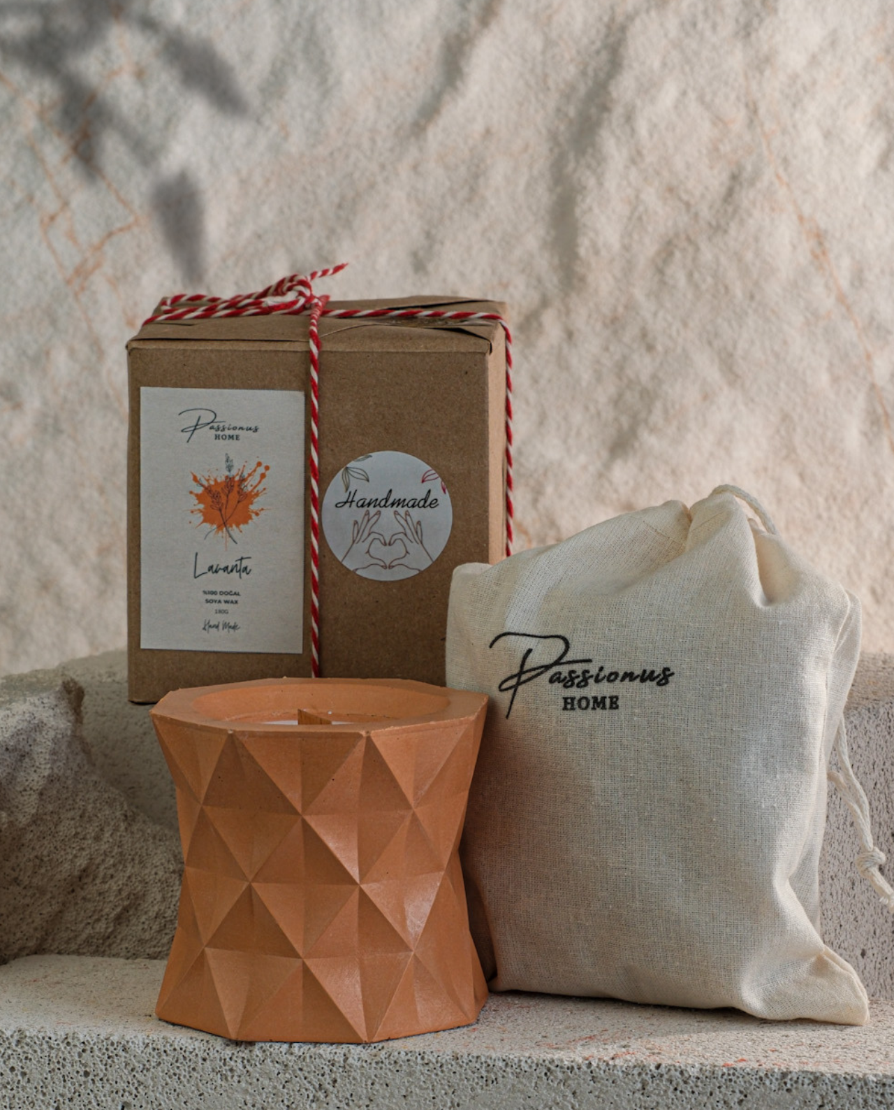 turuncu beton kokulu mum baklava difana paketleme