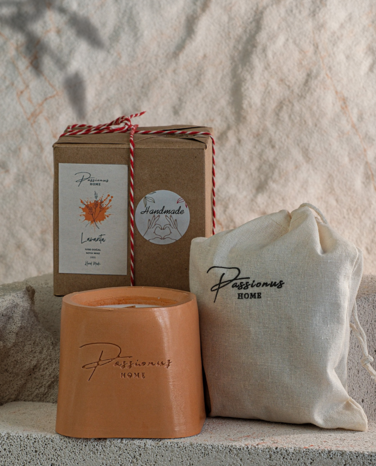 turuncu beton kokulu mum geniş yüzey alarga paketleme