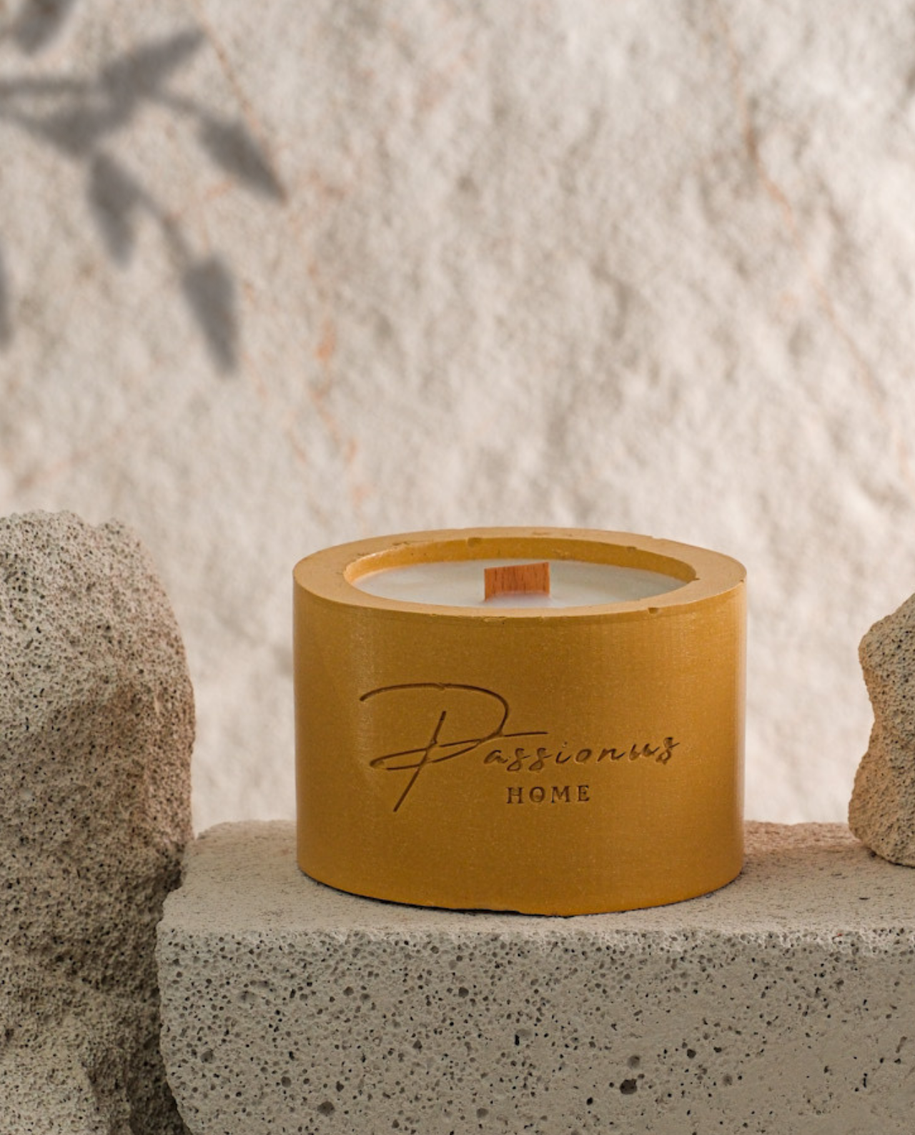 sarı beton kokulu mum silindir anele