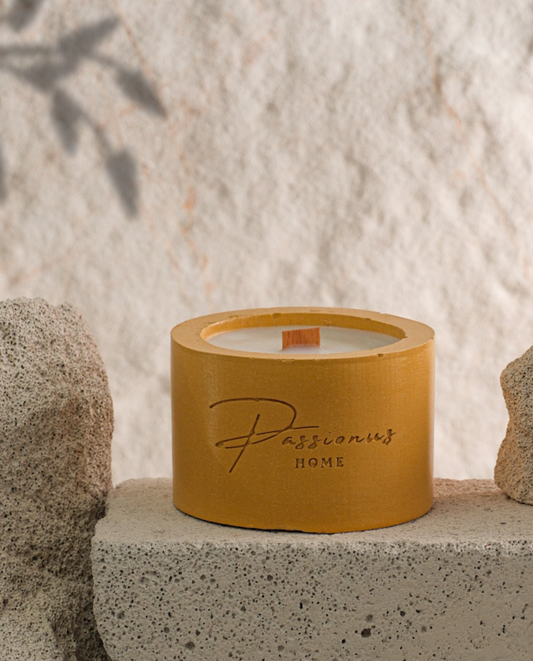 sarı beton kokulu mum silindir anele