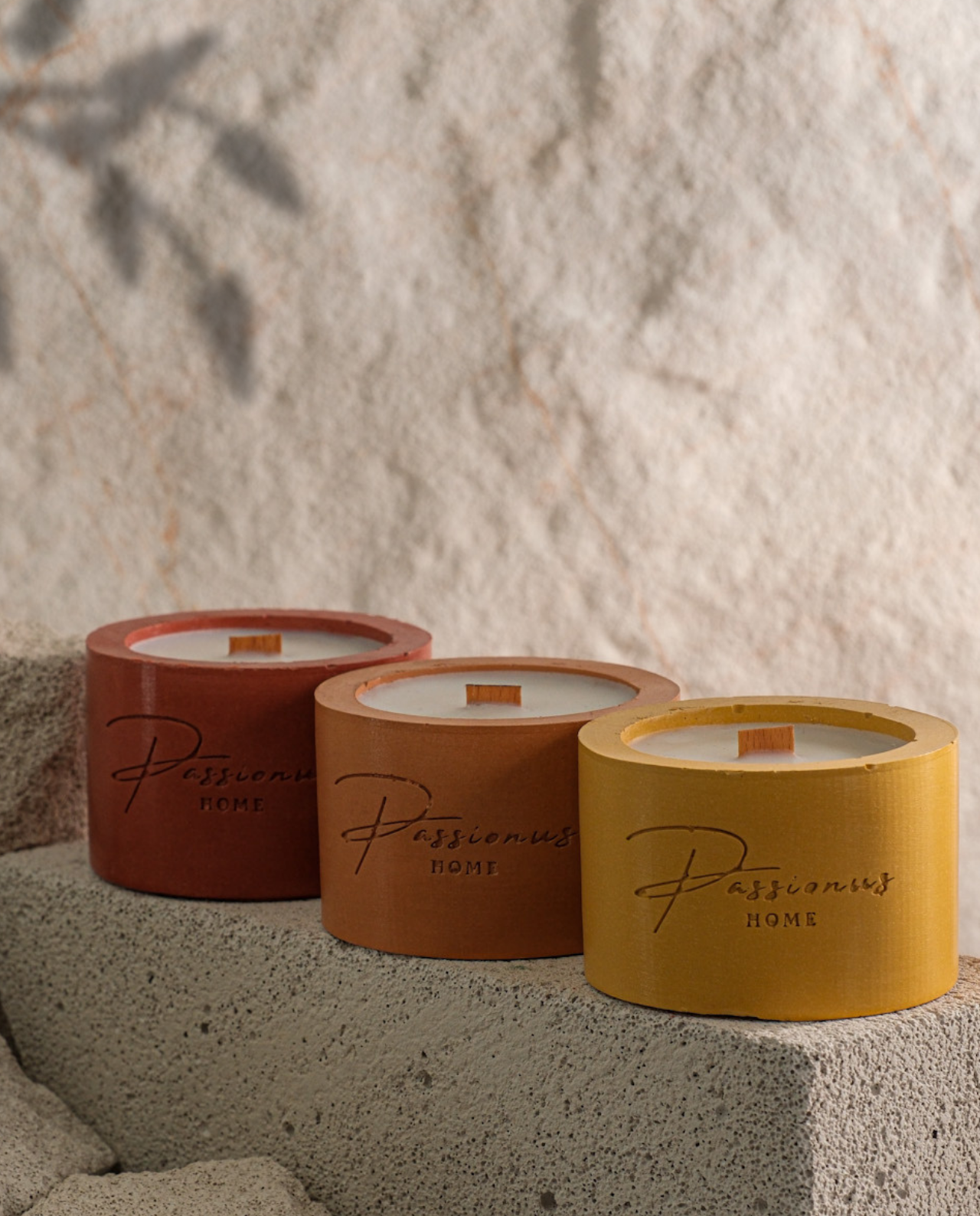 renkli beton kokulu mum silindir anele