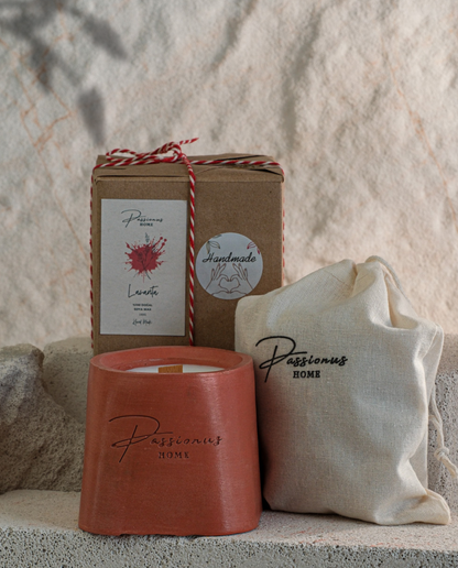 kırmızı beton kokulu mum geniş yüzey alarga paketleme