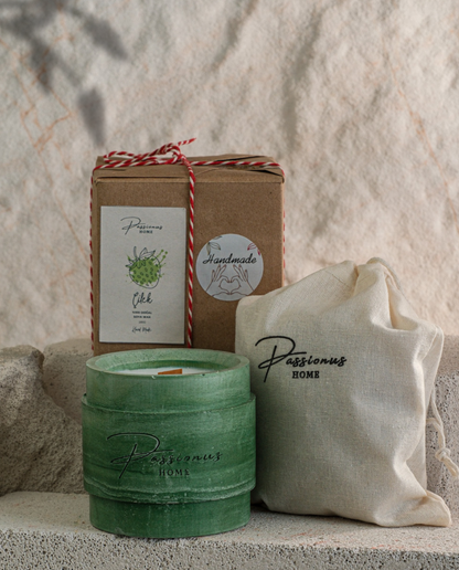 yeşil beton kokulu mum kemerli cenova paketleme