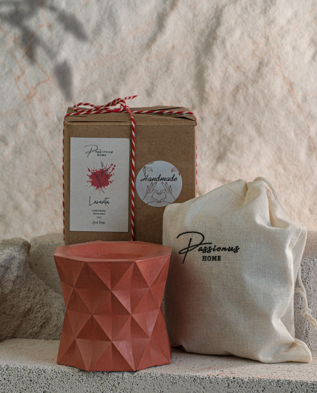 kırmızı beton kokulu mum baklava difana paketleme