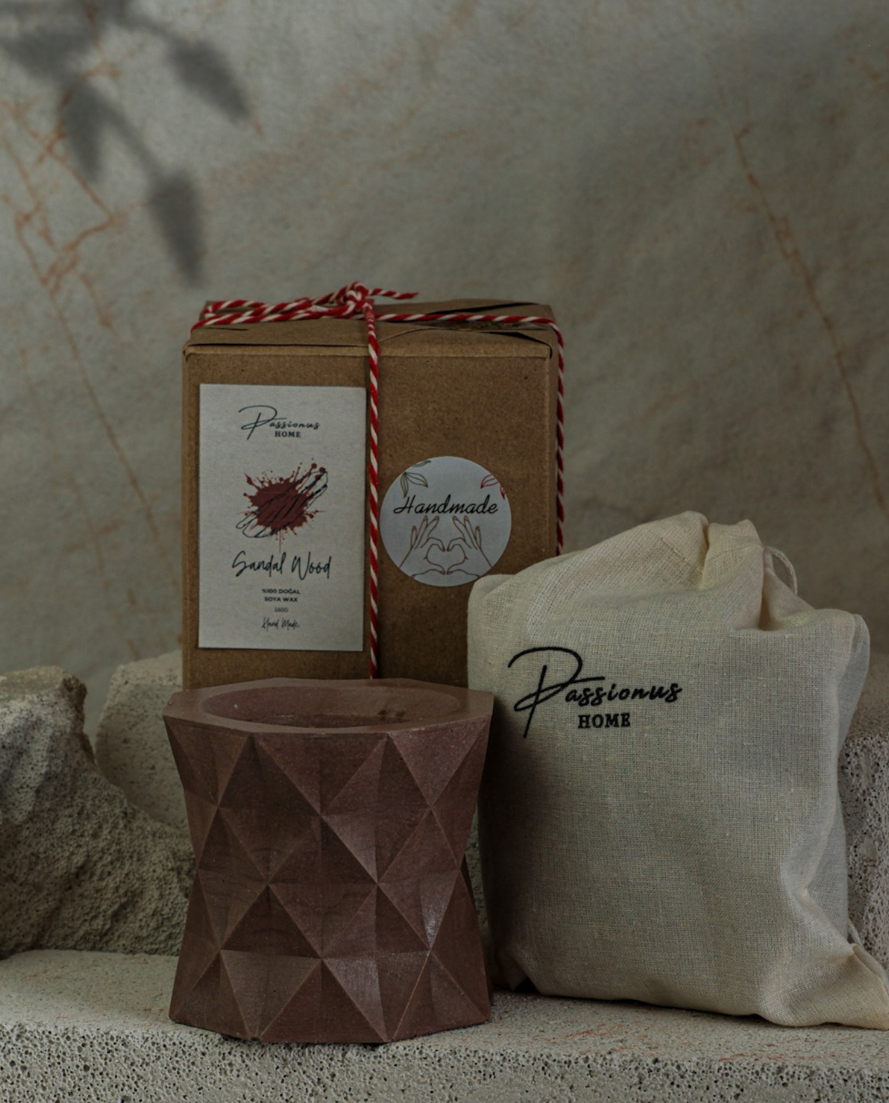 koyu kahve beton kokulu mum baklava difana paketleme