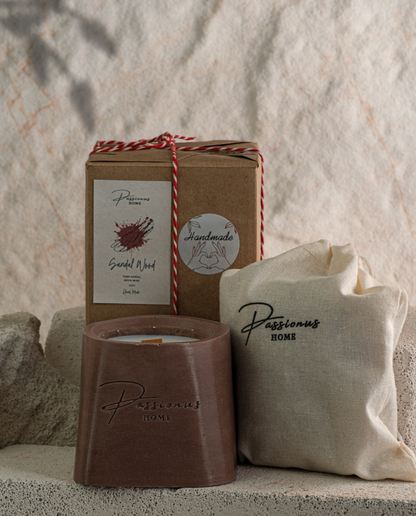 koyu kahve beton kokulu mum geniş yüzey alarga paketleme