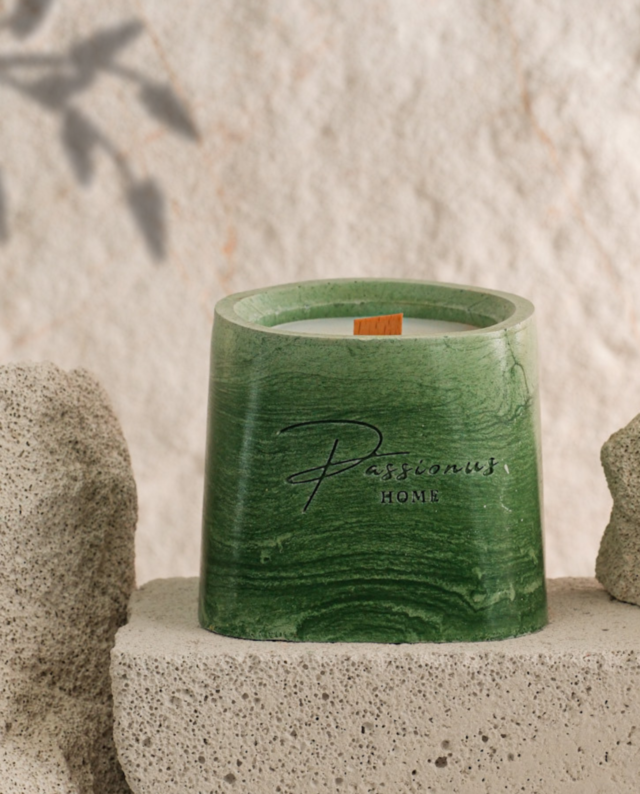 yeşil beton kokulu mum geniş yüzey alarga