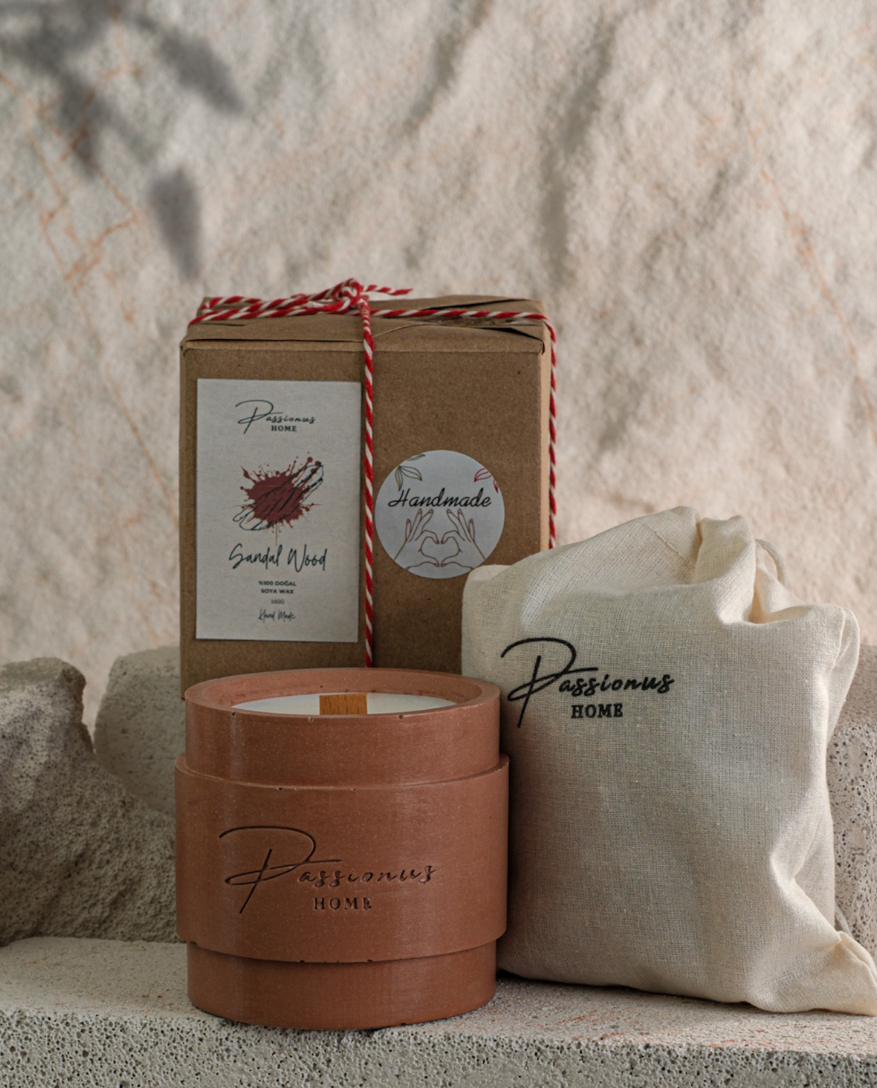 kahverengi beton kokulu mum kemerli cenova paketleme