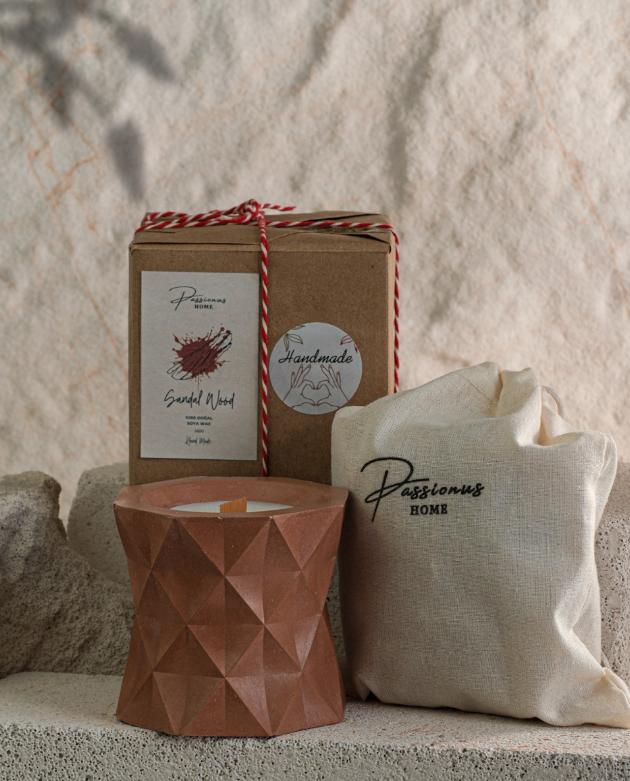 kahverengi beton kokulu mum baklava difana paketleme