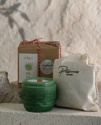 yeşil beton kokulu mum kemerli alesta paketleme