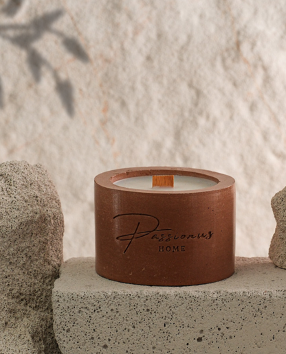 kahverengi beton kokulu mum silindir anele