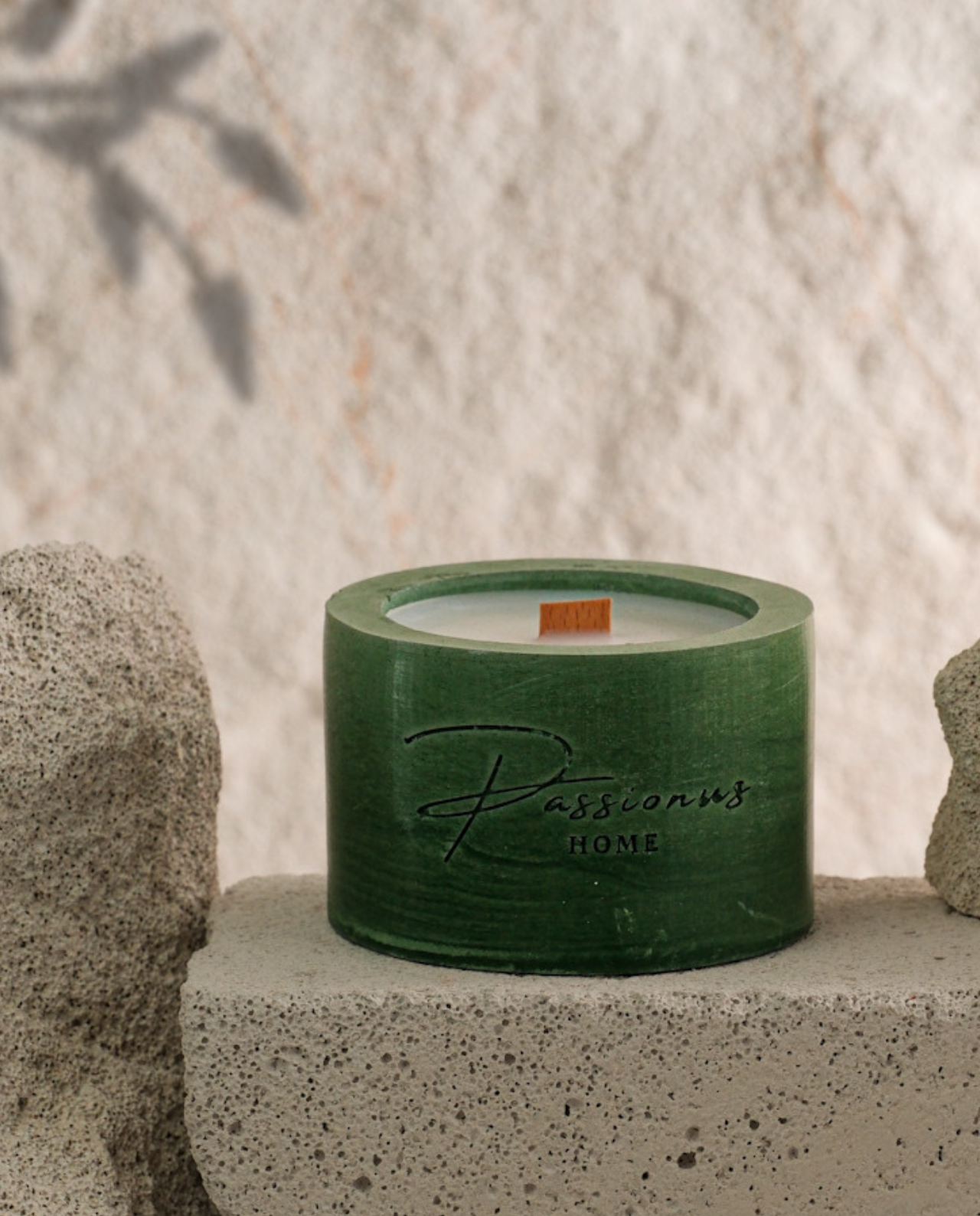 yeşil beton kokulu mum silindir anele